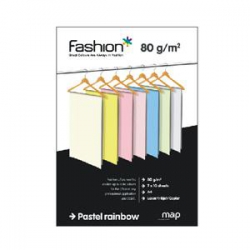 Krāsains papīrs FASHION Pastel Rainbow A4 80g/m2,  7x10 lapas