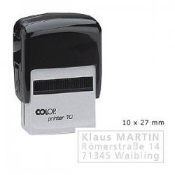 Zīmogs COLOP Printer10 melns korpuss,  bez krāsas spilventiņš